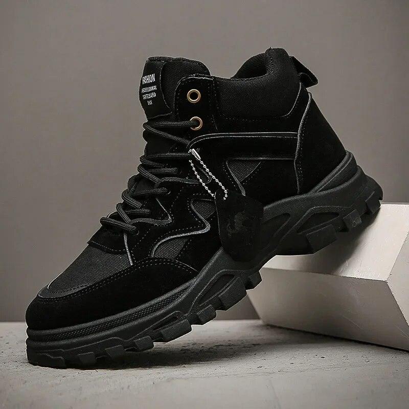 

Зимові чоловічі черевики для активного відпочинку Модні ковбойські ботильйони на платформі для чоловіків Повсякденні бойові черевики Чоловічі водонепроникні тактичні черевики 2023 44 чорний