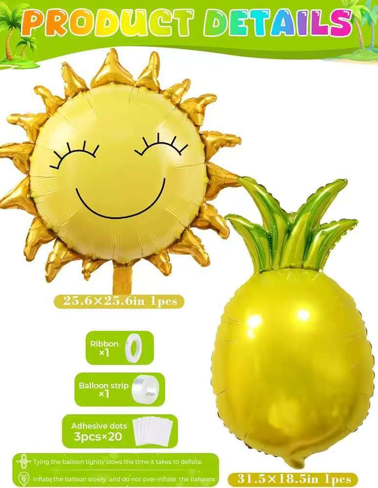 Hawaiian Balloon Set Wreath Summer Pool Party Pineapple Balloon Hawaiian Party Outdoor Decoration