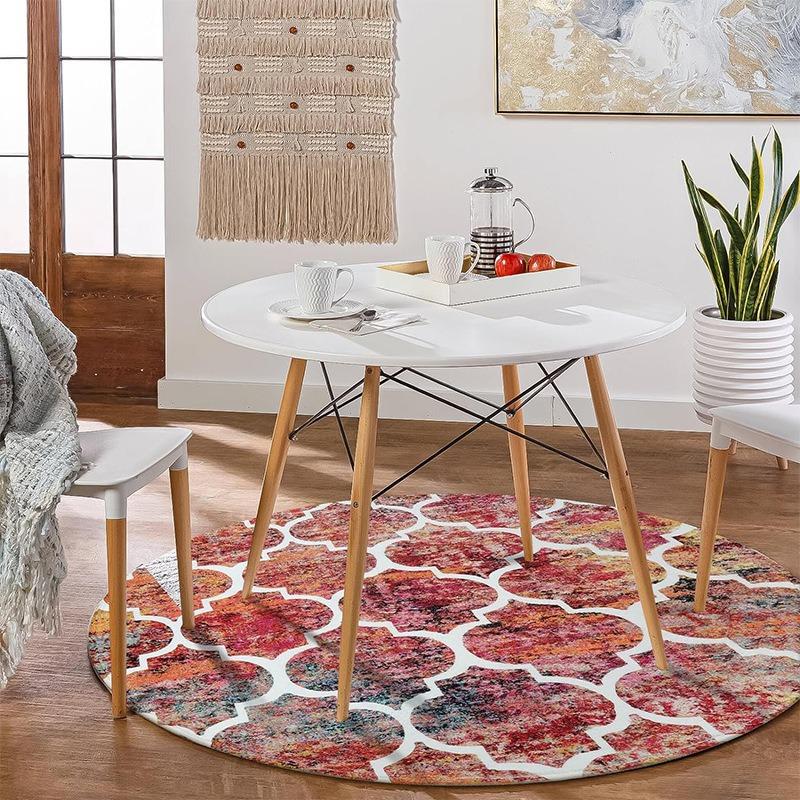 Vintage Floral Pattern Carpet Geometric Pattern Persian Style Rug Daily Home Decor Floor Mat for Living Room Bedroom Kitchen
