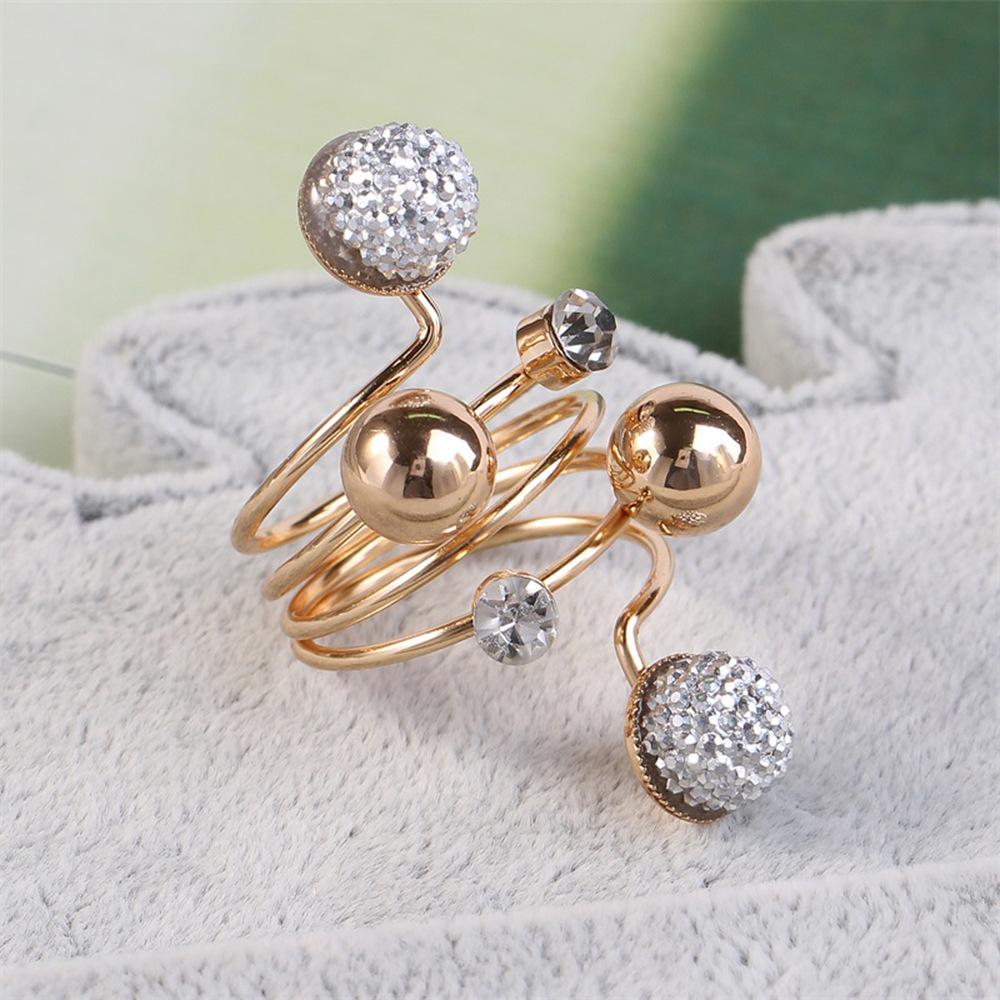 Korean Style Resin Diamond Alloy Bean Knuckle Ring - Retro Spring Design for Women
