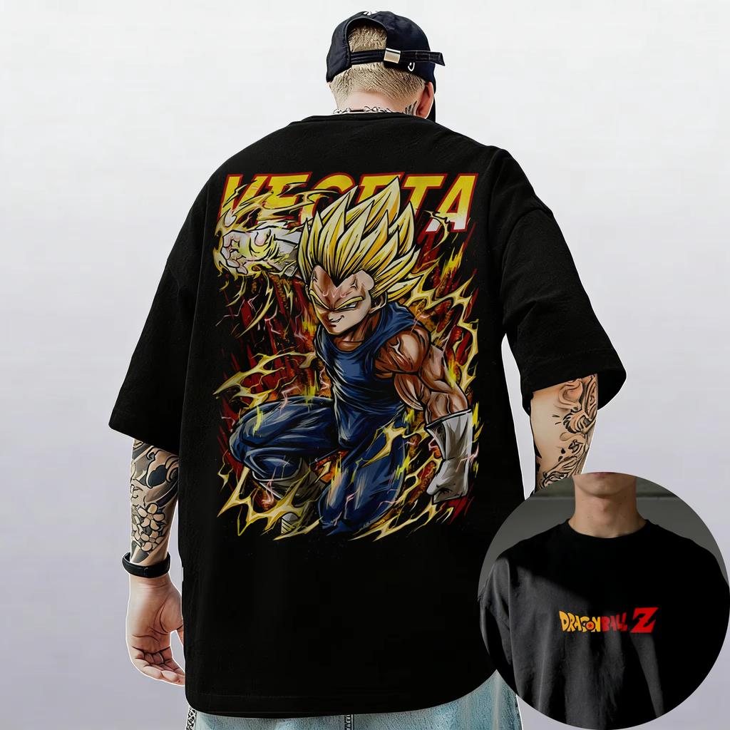 2026 new Dragon Ball Z Mens and Womens Sun Wukong Bejita Print TShirts in Pure Cotton Short Sleeves Fun Harajuku Style