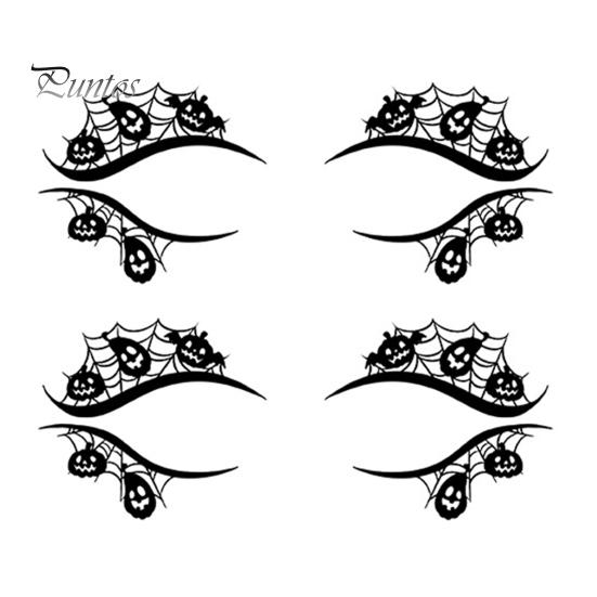 Cosmetic Transfers for Adults 2 Pairs Halloween Eye Tattoo Stickers, Waterproof Temporary Face Decals with Ghostly Decorations Pumpkin Bat Spider Web,