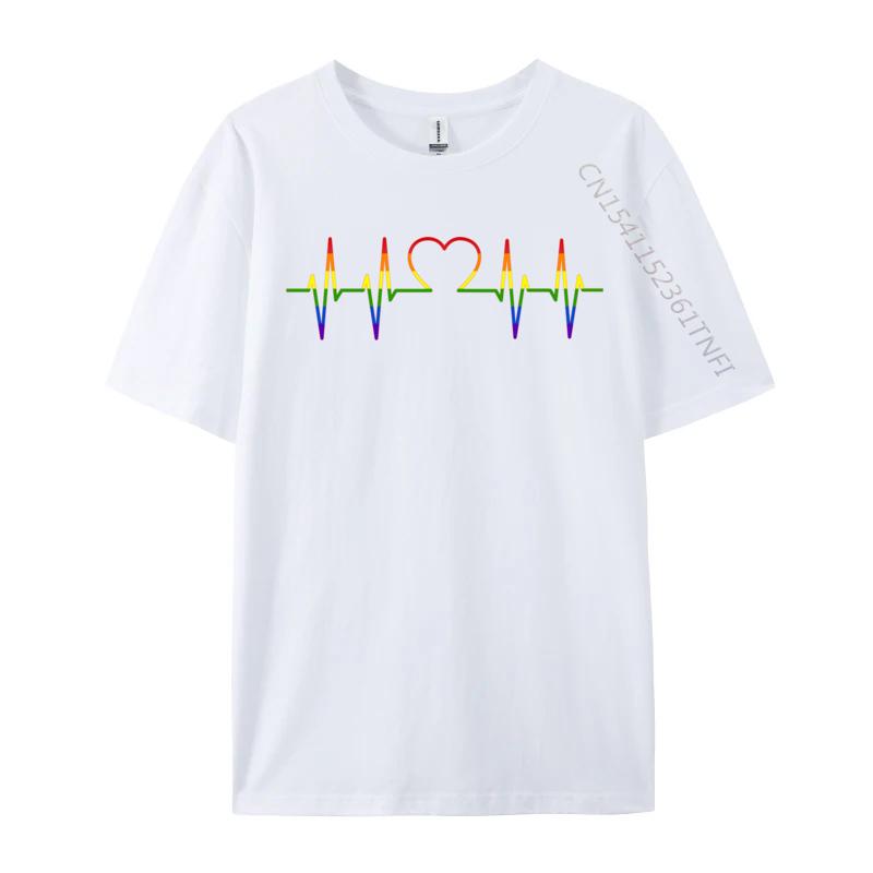 Csd Gay Pride Love Wins Queer Regenbogen Herzschlag Lgbt Männer 2024 T-Shirts T-Shirts Croissant Herzschlag Ekg Herzfrequenz Tops Shirts
