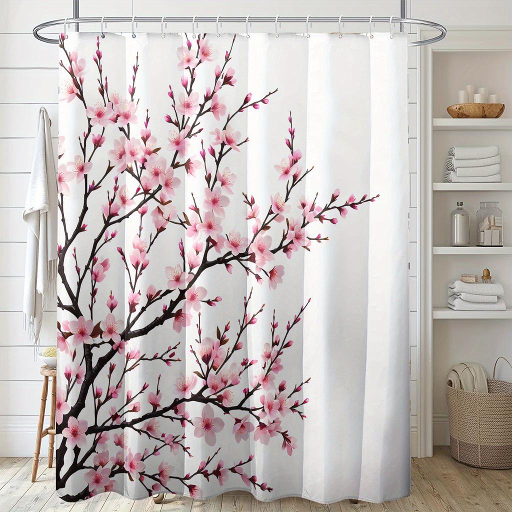 Tenda da doccia floreale pezzo unico tenda da bagno primavera estate tenda da doccia stampata digitalmente in poliestere per bagno