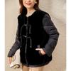 JIANHU Mid-Aged Women's Spliced Wool Blend Duck Down Winter Coat