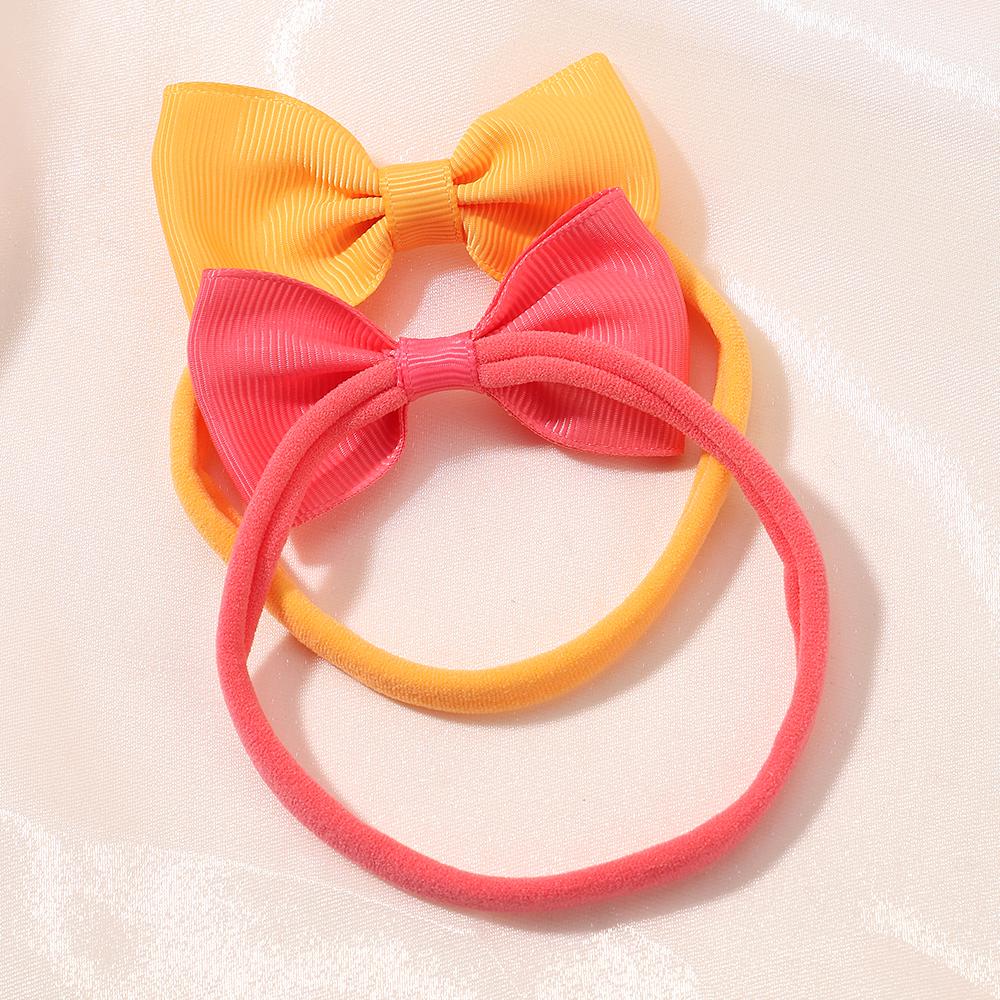 6Pcs/set Solid Grograin Ribbon Bowknot Headband For Girls Headwear Elastic Hair Bands Infant Kids Hair Accessories