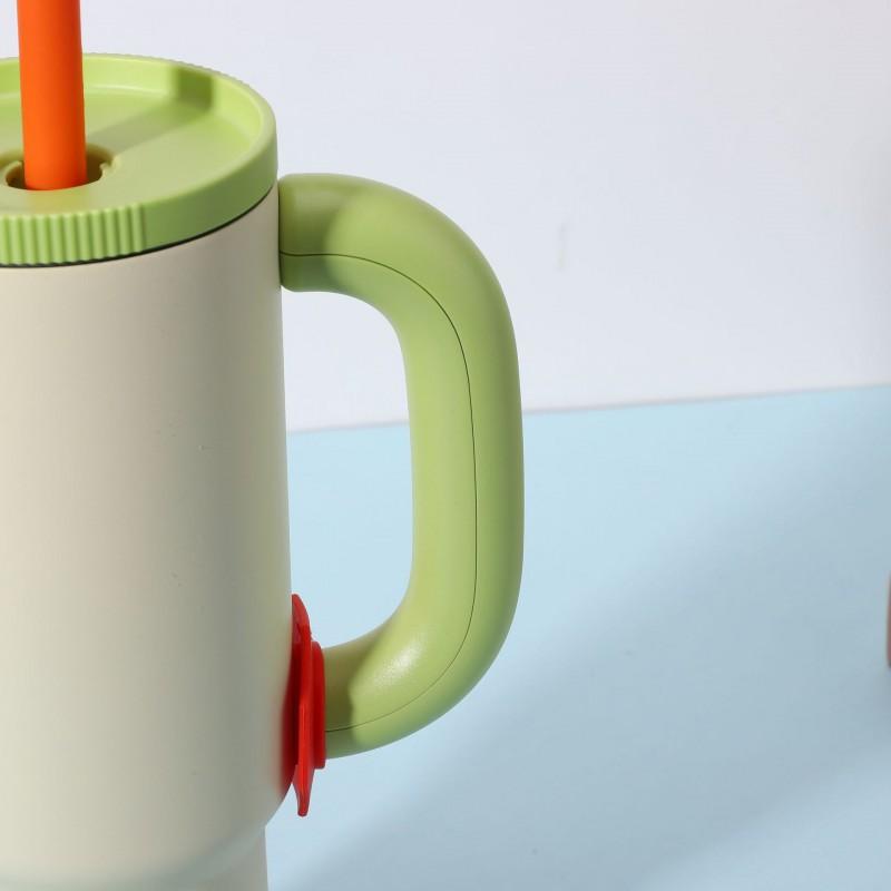 Tazza da viaggio termica in acciaio inossidabile da 1200 ml con manico a cannuccia per auto, sport all'aperto, ufficio