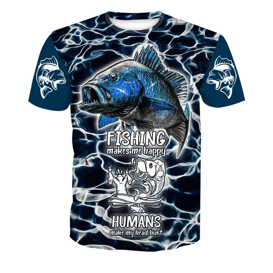 Funny Fishing T-Shirts Outdoor Hunting 3D Print Men's Women Casual Short Sleeve Oversized T Shirt Top Harajuku Tees Man Clothing