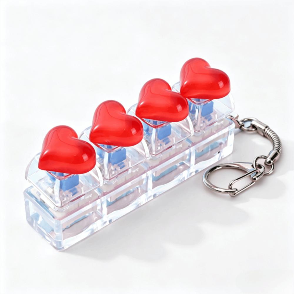 Heart Heart Keycap Fidget Keychain Crystal Clicker Button Keycap Keychain Adults