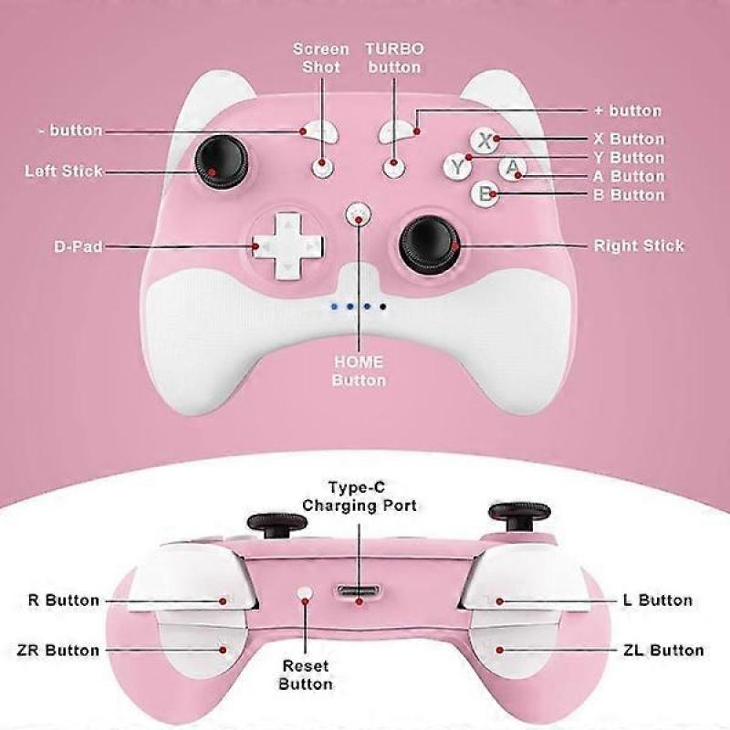 Switch Pro Controller for Nintendo Switch/Switch Lite/OLED, Wireless Switch Controller with LED Light and Wake-Up Function