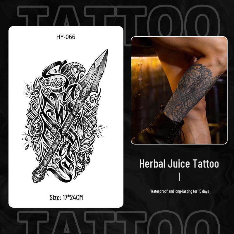 Japanese Traditional Tattoo Waterproof Sticker: Men's Long-lasting Floral Arm Pattern.