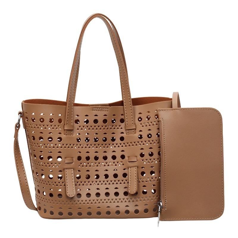 Nischendesign hohler Gemüsekorb Damentasche neue Mode Bucket Bag große Kapazität Schulter Umhängetasche