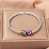 Popular, Personalized Trend, Retro Stainless Steel Winding Geometric , Pearl Steel Wire 