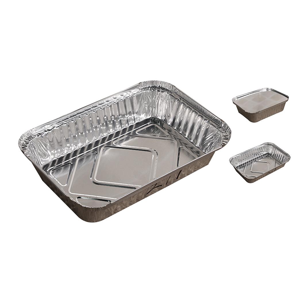 Pack of 10 Aluminum Foil Pans Kitchen Supplies Take-out Containers Food Container Baking Plate Stackable Single-use Pan
