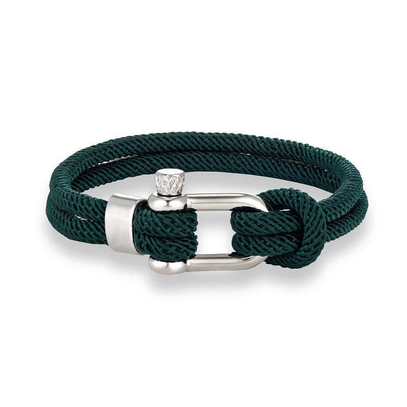 Minimalist Nautical Rope Bracelet Double Strand Stainless Steel U-Shape Shackle Buckle Survival Jewelry for Men Women