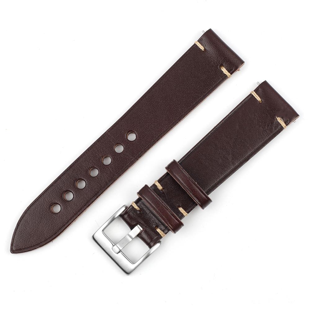 

Vintage Leather Stitching Watch Strap 20mm 22mm Blue Coffee Sport Bracelet Wrist Cowhide Quick Release Watch Band Accessories 22mm кавовий