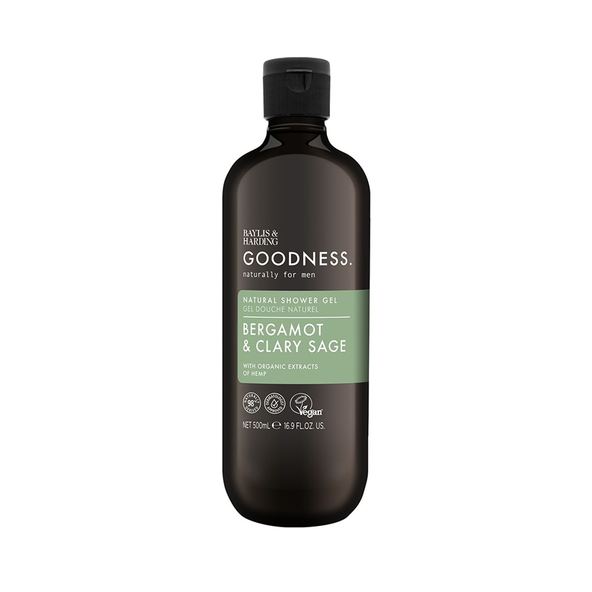 Goodness Men s Bergamot & Clary Sage Shower Gel 500ml