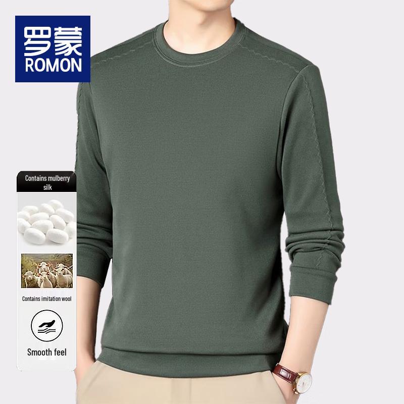 Luomeng Men s Winter Fleece-Lined Round Neck Knit Sweater BY020 3XL