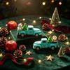 Miniature Truck Model Christmas Pickup Figurine Vintage Car Statue with Santa Claus Red Figurine Tree Snowman Alloy Vehicle Ornament for