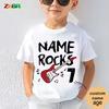 Custom Name Age Kids Rock Guitar Birthday T-Shirt Personalized Boys Girls Shirt Child Gift Boy Girl Outfit Girls Children 5th
