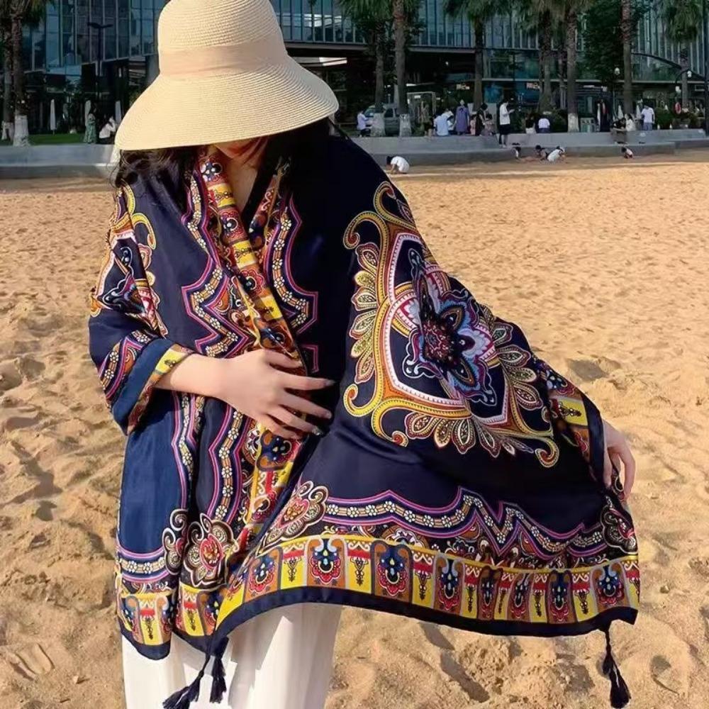 Chaka Salt Lake Great Northwest Tourism Ethnic Style Scarf Silk Scarf Women'S Summer Seaside Beach Shawl Sunscreen Thin