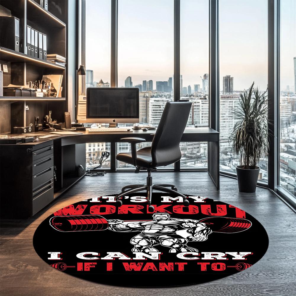 weightlifting Printed Round Rug Carpet Chair Rug Area Rug Entryway Doormats,for Office Chair Living Room Bedroom Kitchen Room.