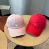 Minimal Letter BV Embroidery Red Baseball Cap Men's and Women's Pure Cotton Soft Top Showing Face Small Travel Sun Protection Cap