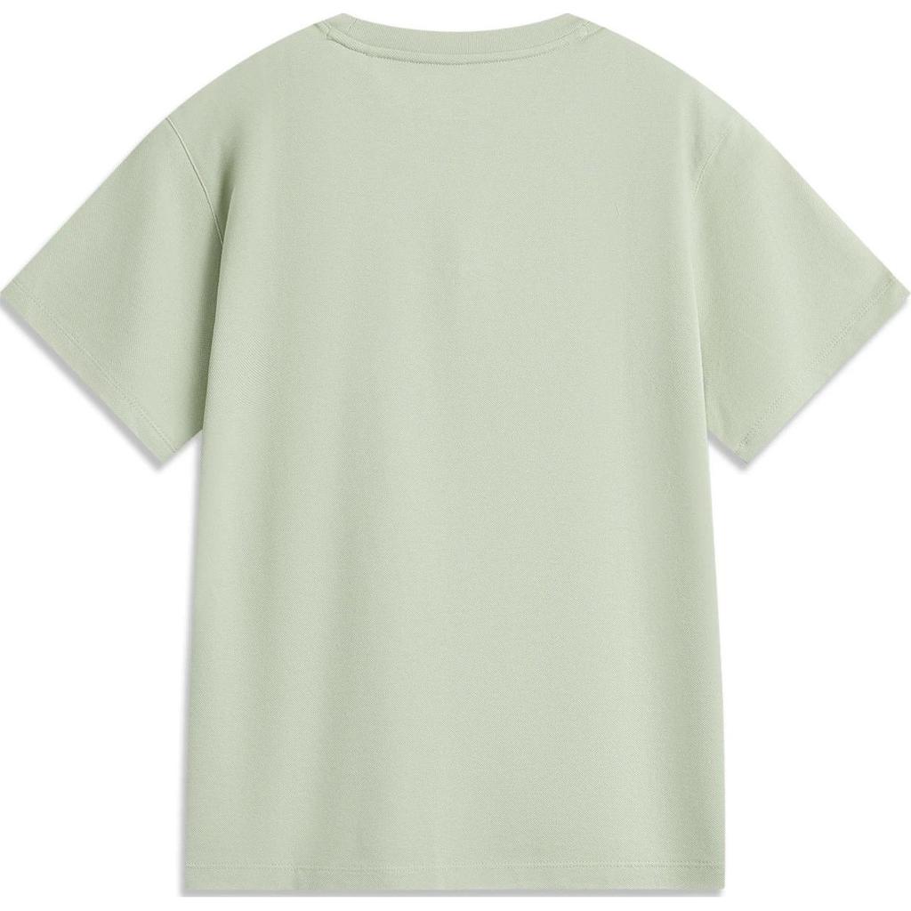 Li Ning Sports Lifestyle Series Printed Casual Comfortable Round Neck Short Sleeve T-Shirt Women T-Shirts Desert-Green AHSU504-2