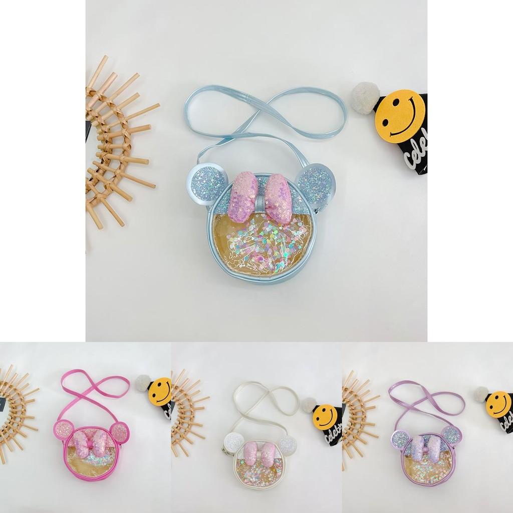 Adorable Fashionable Kids Crossbody Mini Sequin Coin Purse With Bow Design