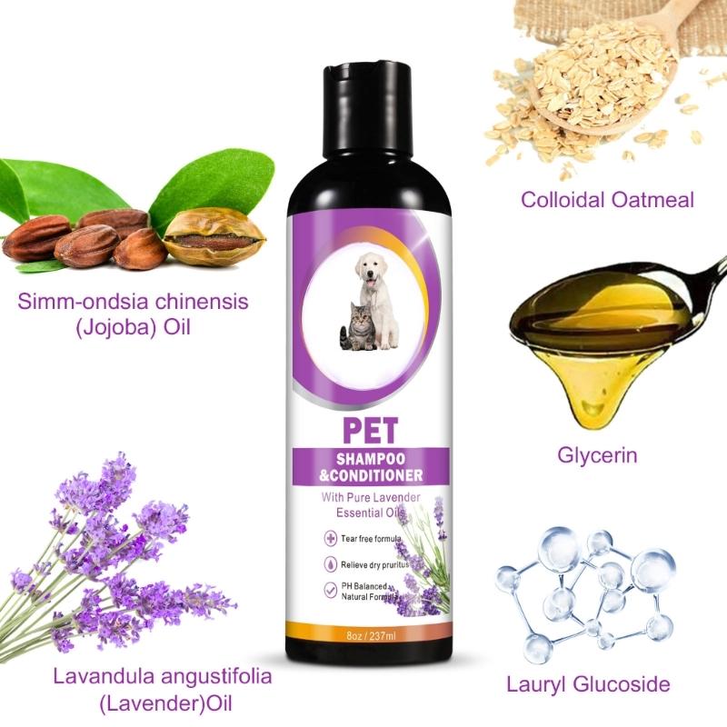 Tränenfreies Shampoo für Hunde Katzen mit pflanzlichen Tierpflegespülungen Hilft Juckreiz zu reduzieren Langanhaltende Feuchtigkeitsspendende Lotion
