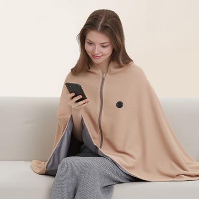 USB-betriebener Heizschal Kabellose Heizdecke Heizschal mit Reißverschluss Winterwarme Wickeldecke für Frauen Reise Büro Zuhause