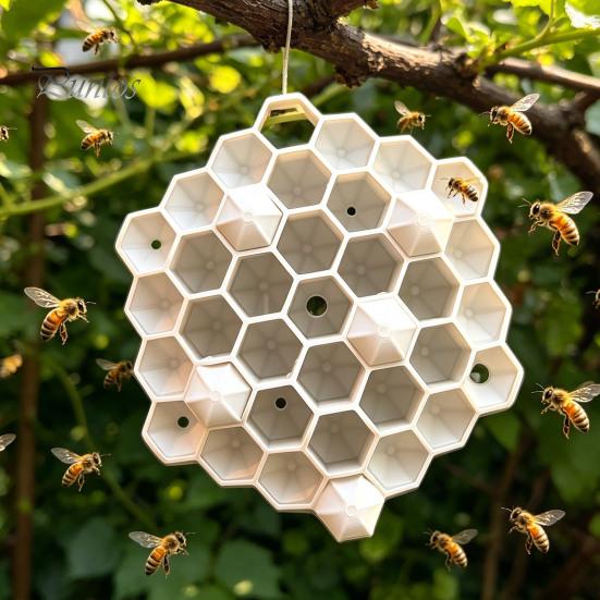 Realistic Wasp Nest Prop 3D Printed Red Hornet Decoy Nest, Weatherproof Physical Deterrent, for Porch Chemical-Free Hanging Fake Outdoor Eaves