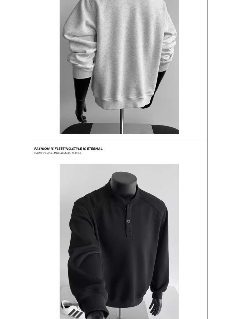 Men's Half-High Collar Hoodie: Autumn/Winter American Style, Heavyweight, Trendy Long Sleeve Top