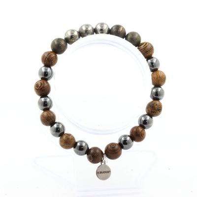 Pyrite Bracelet from Spain + Hematite Beads + 8 Mm Wood