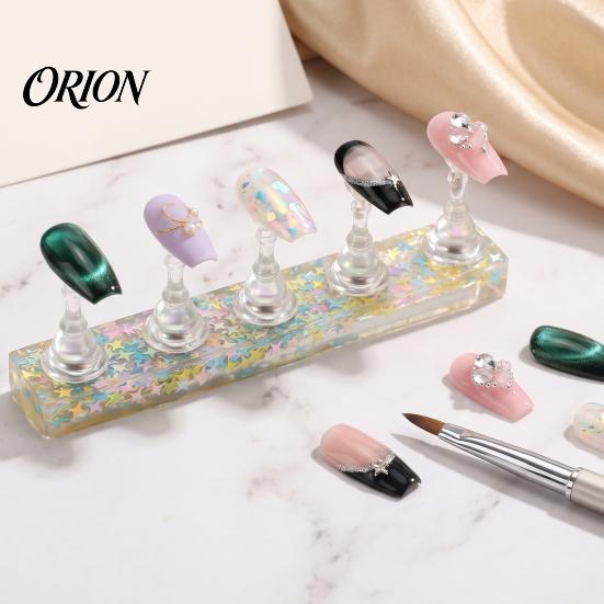 Magnetic Press-on Nail Stand False Holder with Glitter Base, for Art Supplies Beginner Nails Painting, Practice & Display Portable