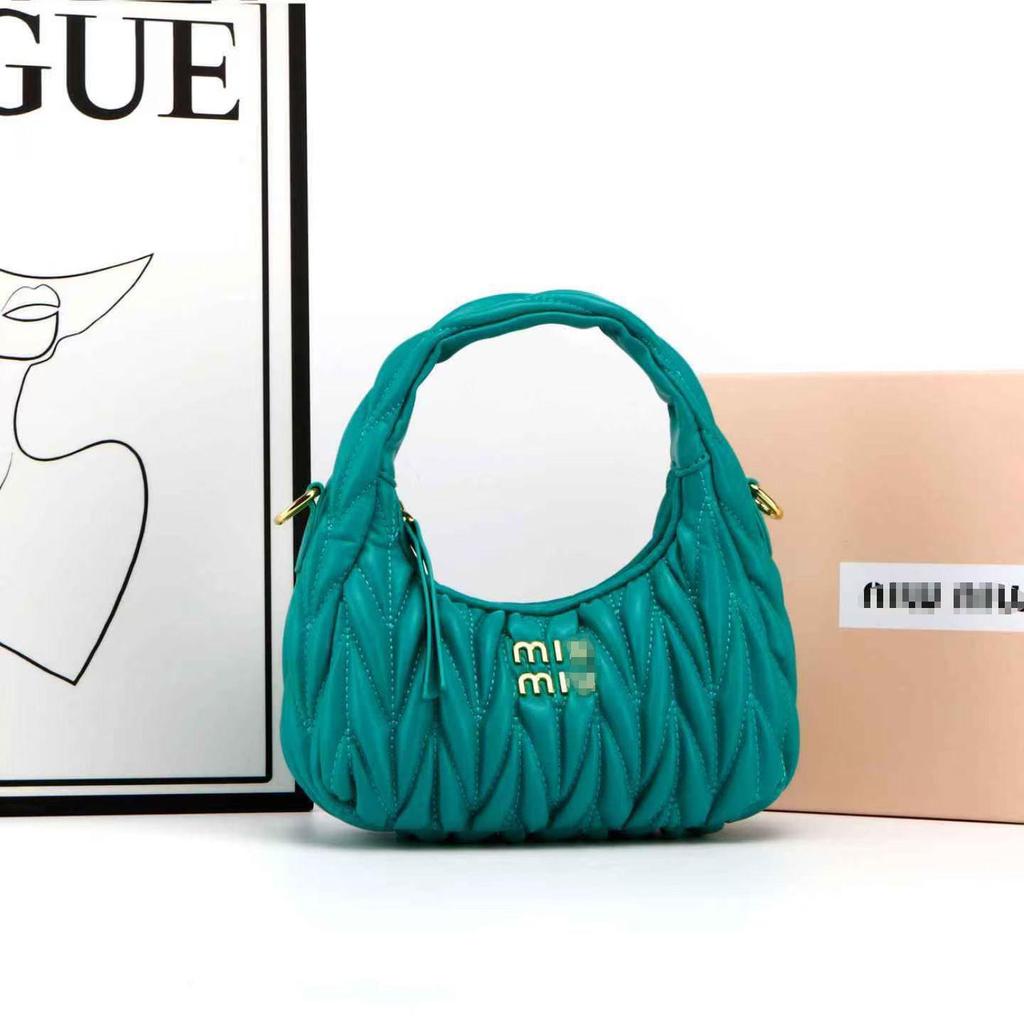 Miu House Lambskin Ruched Dumpling Hobo Bag: Trendy Crescent Underarm Crossbody for Women