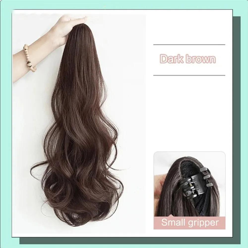 

Synthetic Long Straight Claw Clip On Ponytail Hair Extensions 50cm Heat Resistant Pony Tail Hair piece For Women Daily Party 22inches