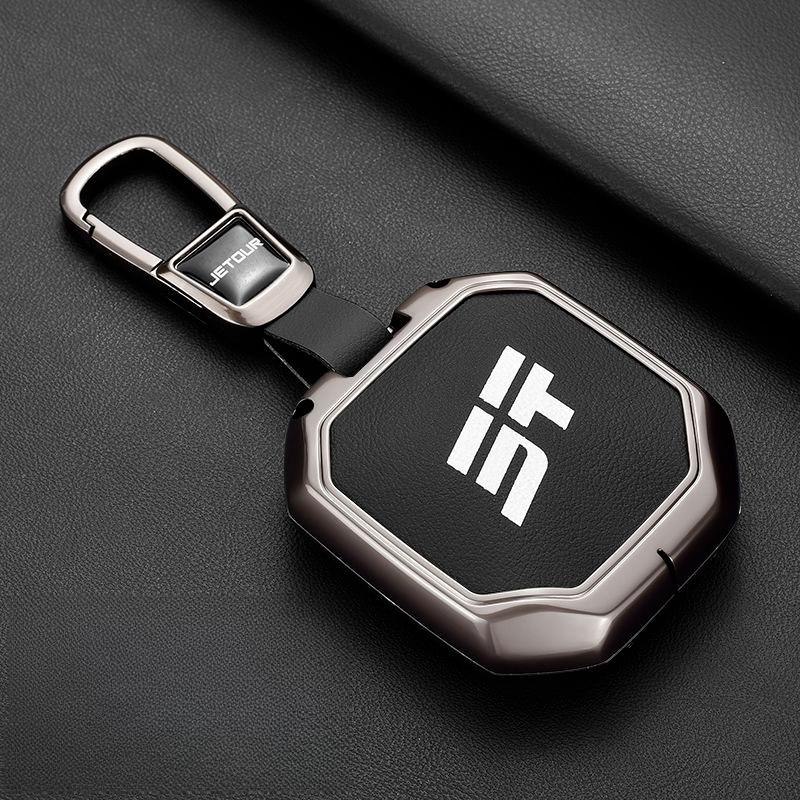 For JETOUR Traveler L T2 T1 PRO 2024 Car Keychain Key Fob Remote Cover Case Shell Zinc Alloy Ring Holder Buckle Car Accessories