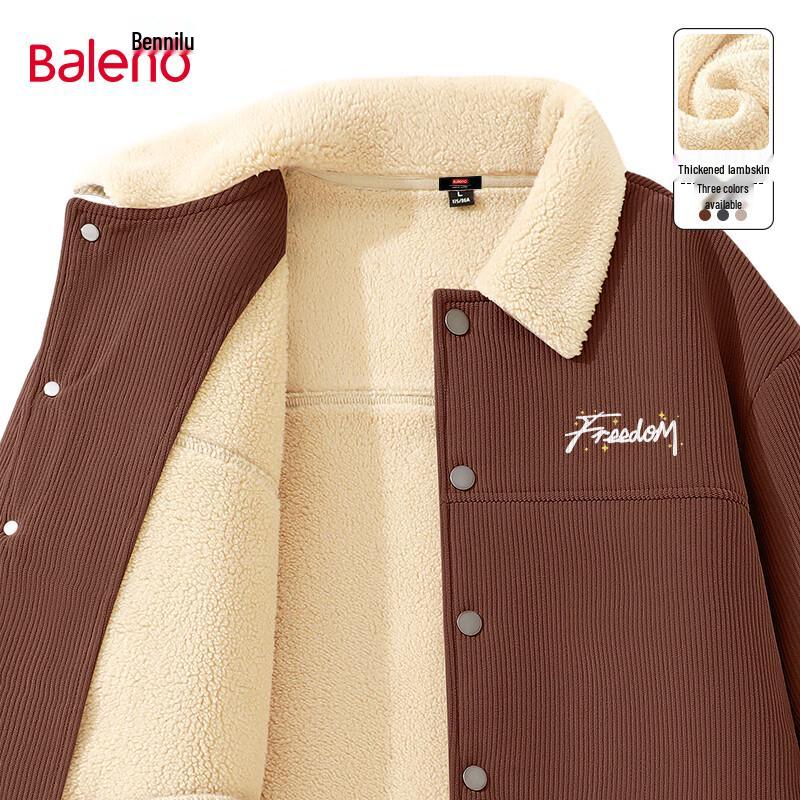 Baleno Men's Corduroy Fleece-Lined Lapel Jacket