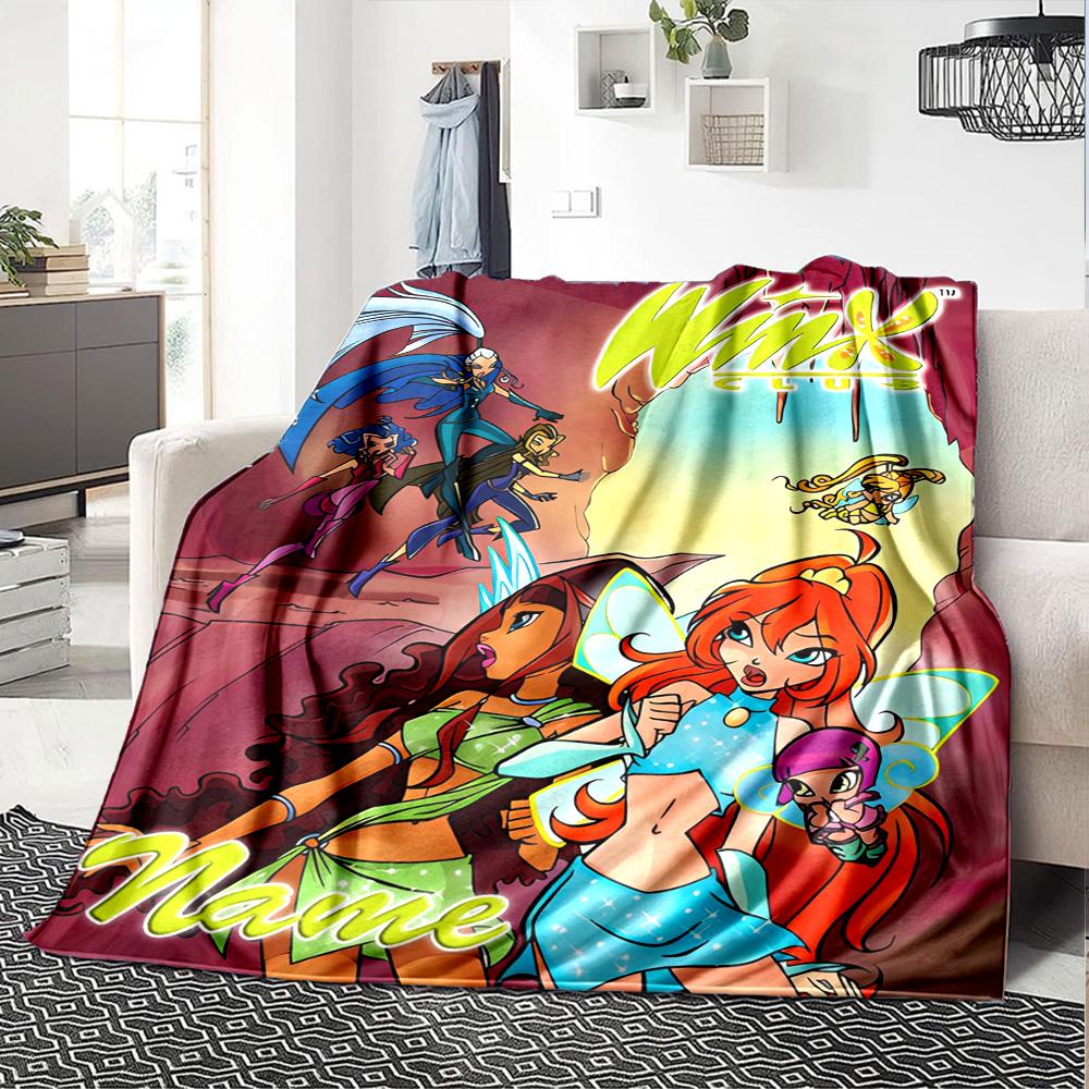 Customiz Name Personality Winx Club Blanket Soft &Warm Sofa Office Bed Travel Lunch Break Blanket, Gift Suitable All Seasons
