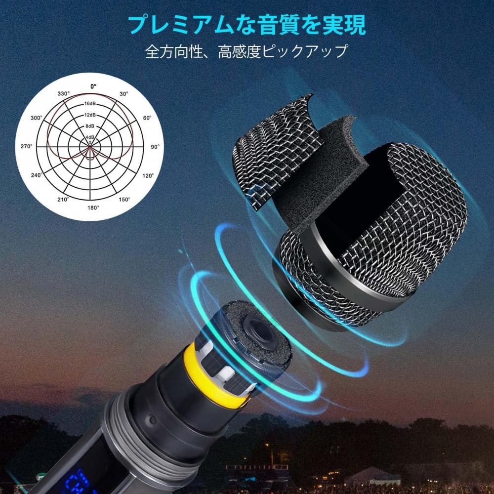 JAMELO Wireless Microphone Karaoke Microphone Dynamic Microphone Equipped with Bluetooth Function Set of 2 10 Channel Wireless Microphone Set Receiver