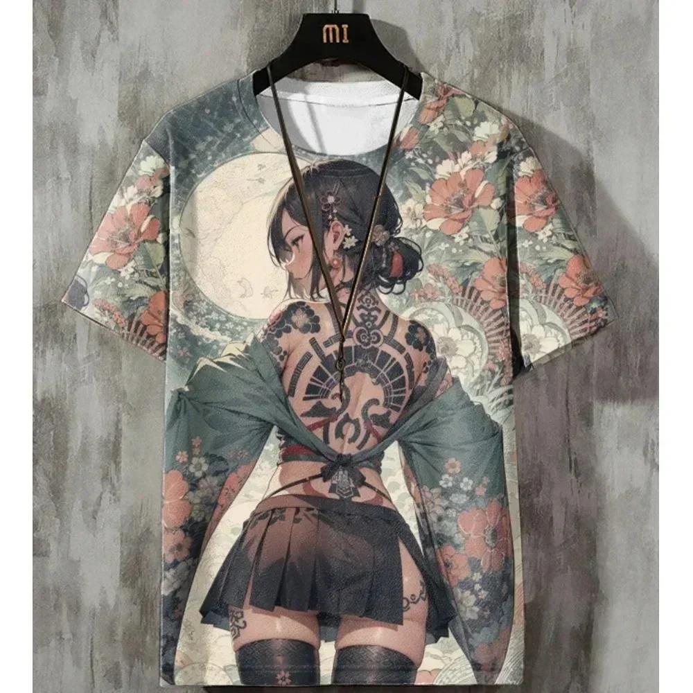 Anime Damen T-Shirt Sexy Schönheit 3D-gedruckte T-Shirts Harajuku Tees Kurzarm T-Shirt Lässig Locker Übergroß Y 2 K Herren Tops