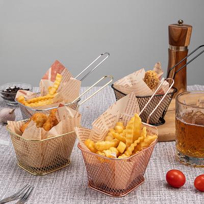 Square Stainless Steel Fry Basket 6 Inch French Fries Strainer Kitchen Tool For Restaurant Home Use Snack Cooking