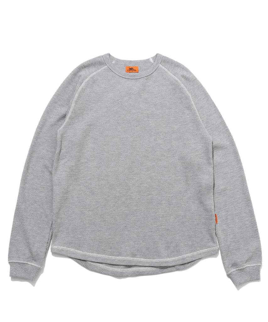 [CLIFMEYER] Honeycomb Waffle Long-Sleeve T-Shirt for Men, X-LARGE, Gray