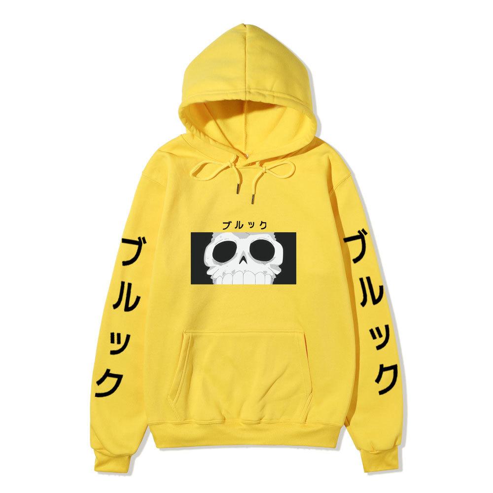 One Piece Blackbeard Hoodie, Skull Print Long Sleeve Pullover Hooded Sweatshirt Anime Streetwear With Sleeve Japanese Letter Print