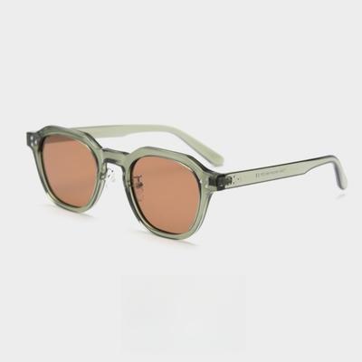 Korean Retro Sun Glasses for Women TR90 Frame Polygon Fashion Sunglasses UV400 Male Green Brown Summer Eyeglasses