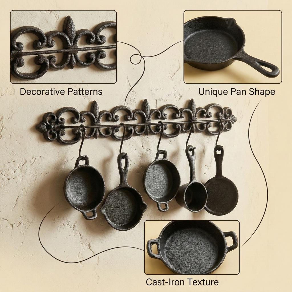 Vintage Iron Kitchen Five-piece Wall Decoration For Balcony, Patio, And Home.