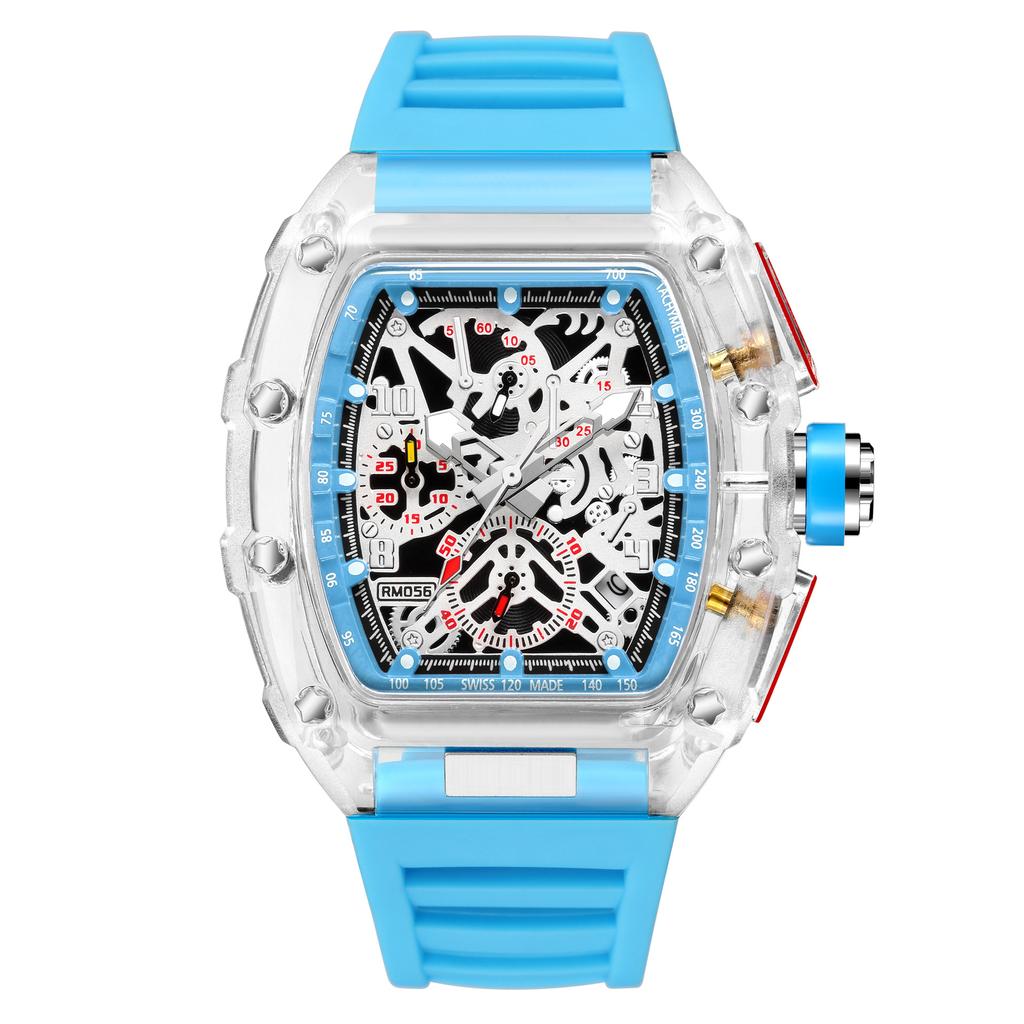 Przezroczysty zegarek niemachaniczny w kształcie tonneau