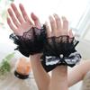 Sweet White Lace Cuff Pearl Bow Detachable Fake Flared Sleeves False Sleeve Cuffs Cosplay Ornament