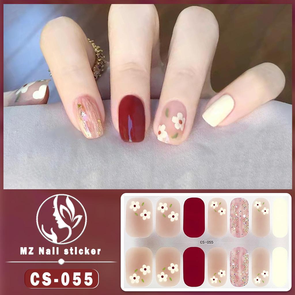 CS Waterproof No-Cure Gel Nail Wraps, Full Cover Spring & Summer Blend & Contrast Color Nail Stickers, Nail Patch Films